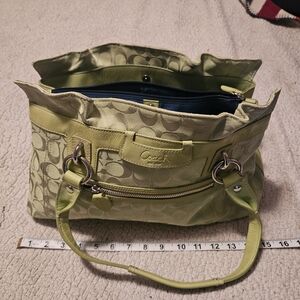 Coach Green Signature Tote Bag